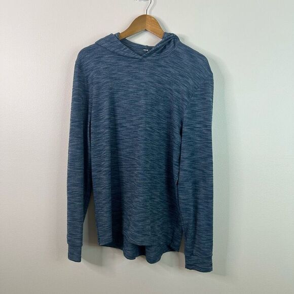 Lululemon Heather Blue Long Sleeve Pulse Slub Pullover Hoodie Men's Size Large - Picture 1 of 11